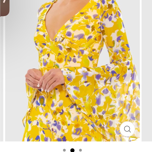 Mac Duggal Floral Bell sleeve Mini Dress size 12 style 70207 - Picture 3 of 3